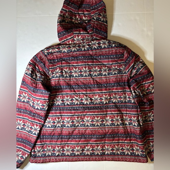 LL Bean Jacket Womens Maroon Katahdin Insulated Pullover Fair Isle SZ XL outdoor - Picture 7 of 7